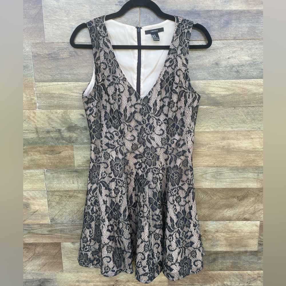 Black Lace Skater Style Dress